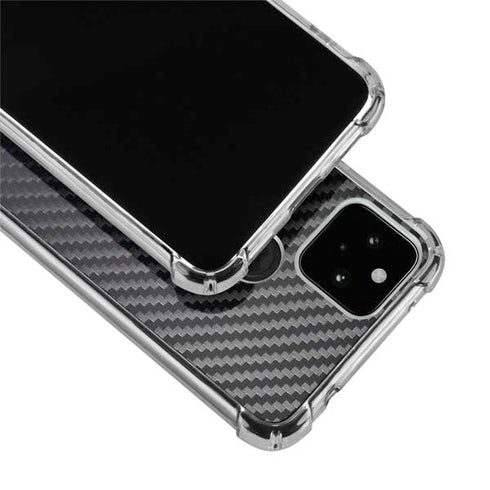 Black Carbon Fiber Specialty Texture Material Google Pixel 5a 5G Clear Case